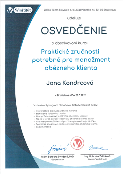 Osvedčenie - praktické zručnosti
